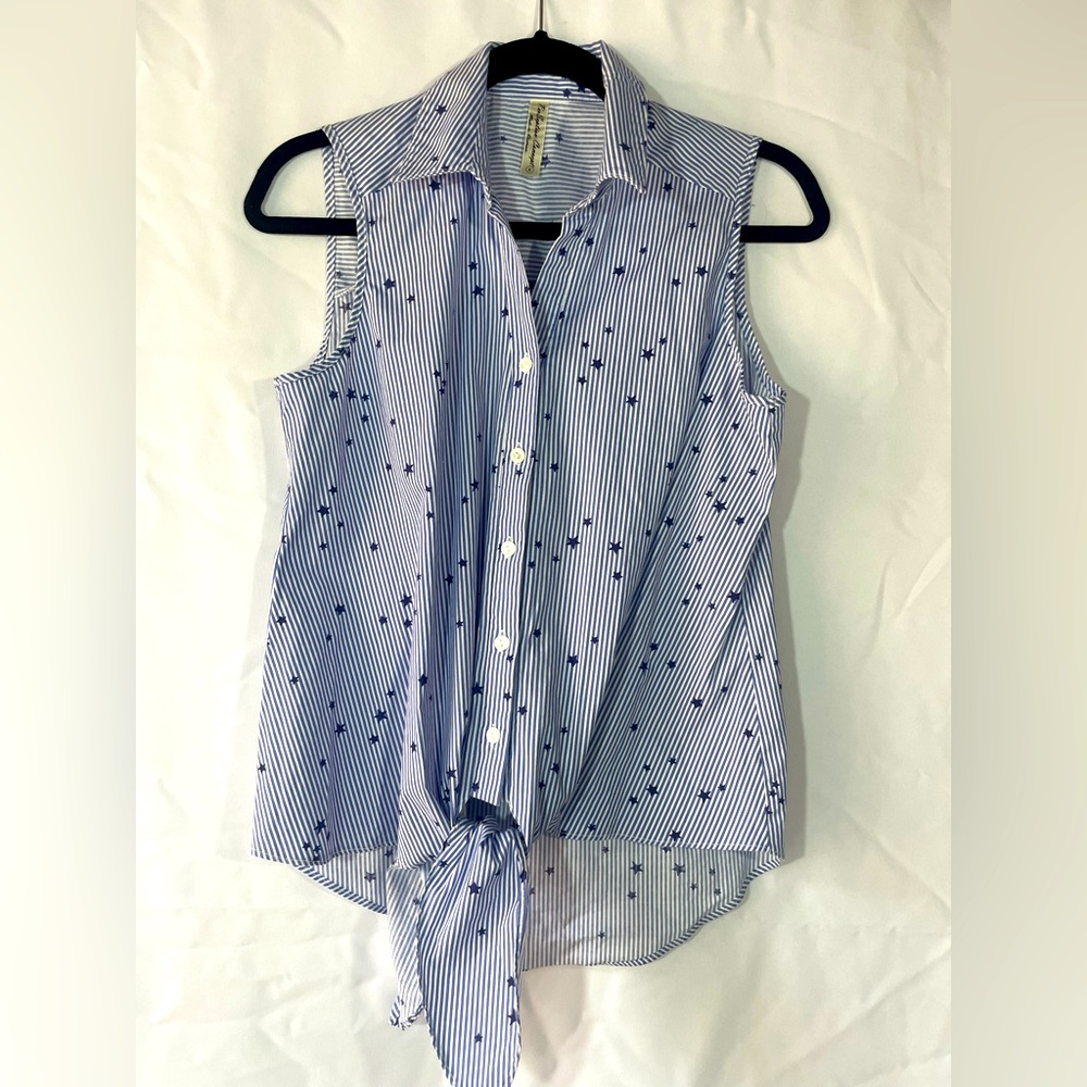 Per Seption Women’s Blue Sleeveless Blouse size Small